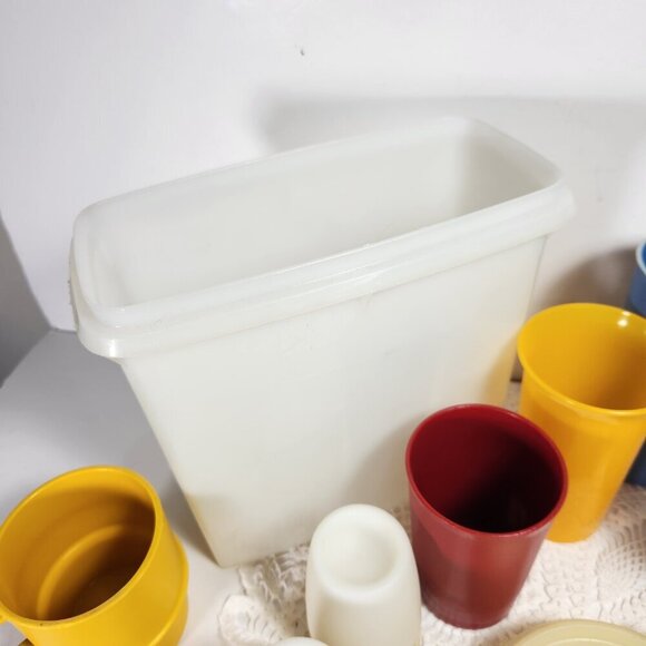 Vintage Tupperware Lot Replacement Cups Egg Cups Seperator Bowl Garlic K… - Picture 2 of 16